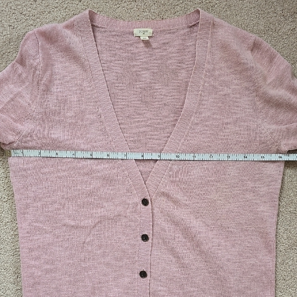 J Crew Pink Linen/Cotton Cardigan Sweater XS - Picture 7 of 8